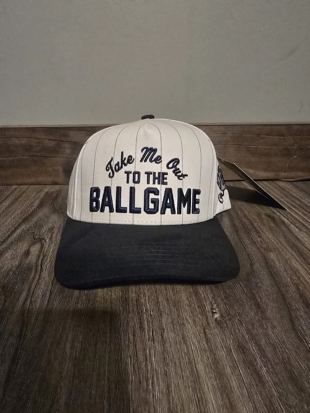 Take Me Out to the Ballgame White and Black Baseball Cap